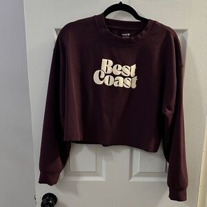 Old Navy Burgundy 'Best Coast' Cropped Hoodie